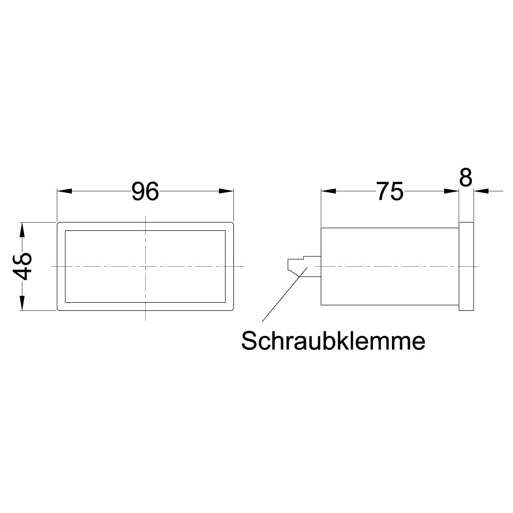 Zeichnung: Abmessungen Digitalanzeiger AD96TF