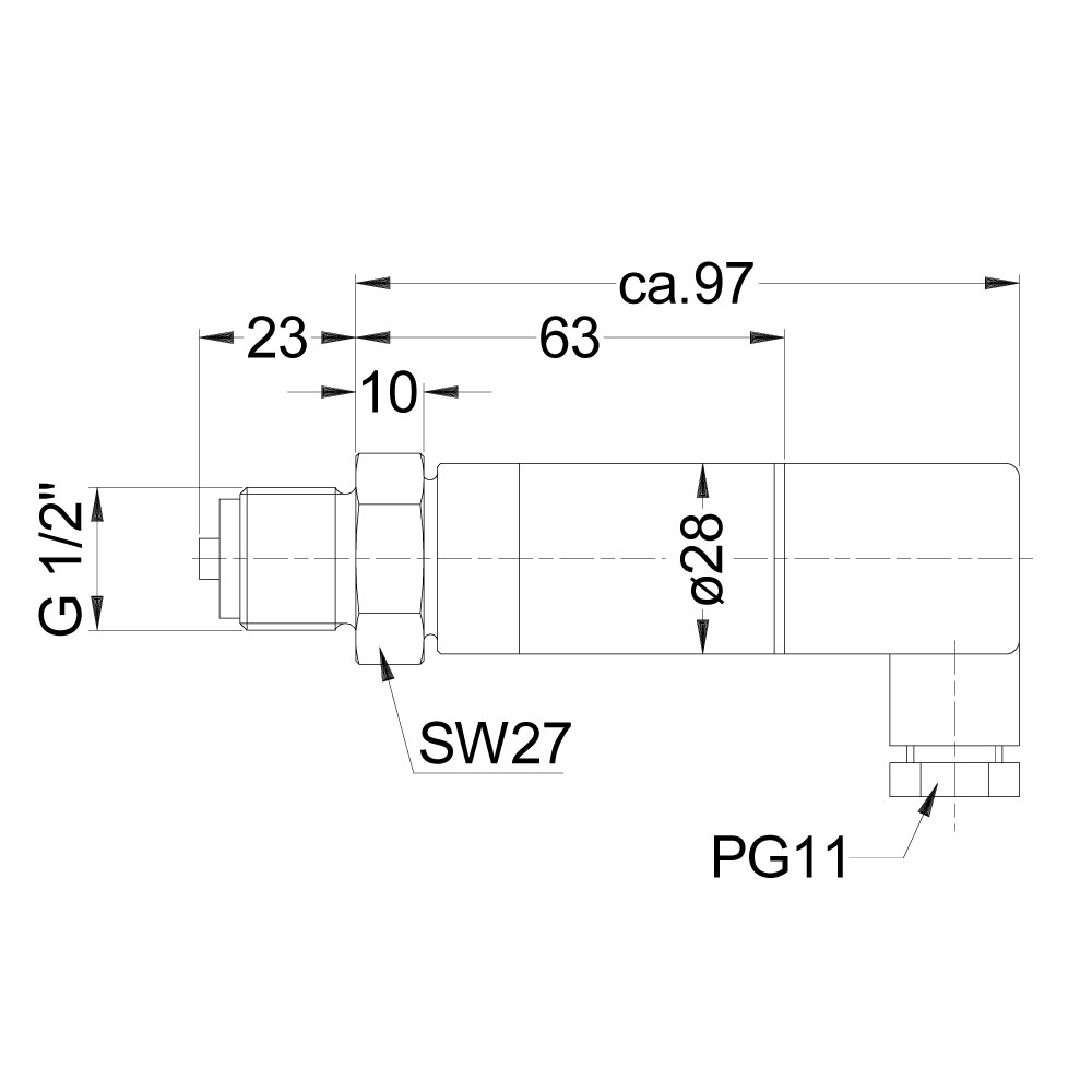 Zeichnung: Abmessungen Druckmessumformer PU21 / PI21