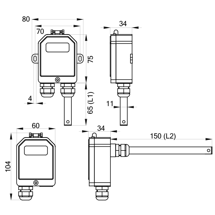 Product picture: Climate transmitter PFT30 dimensions